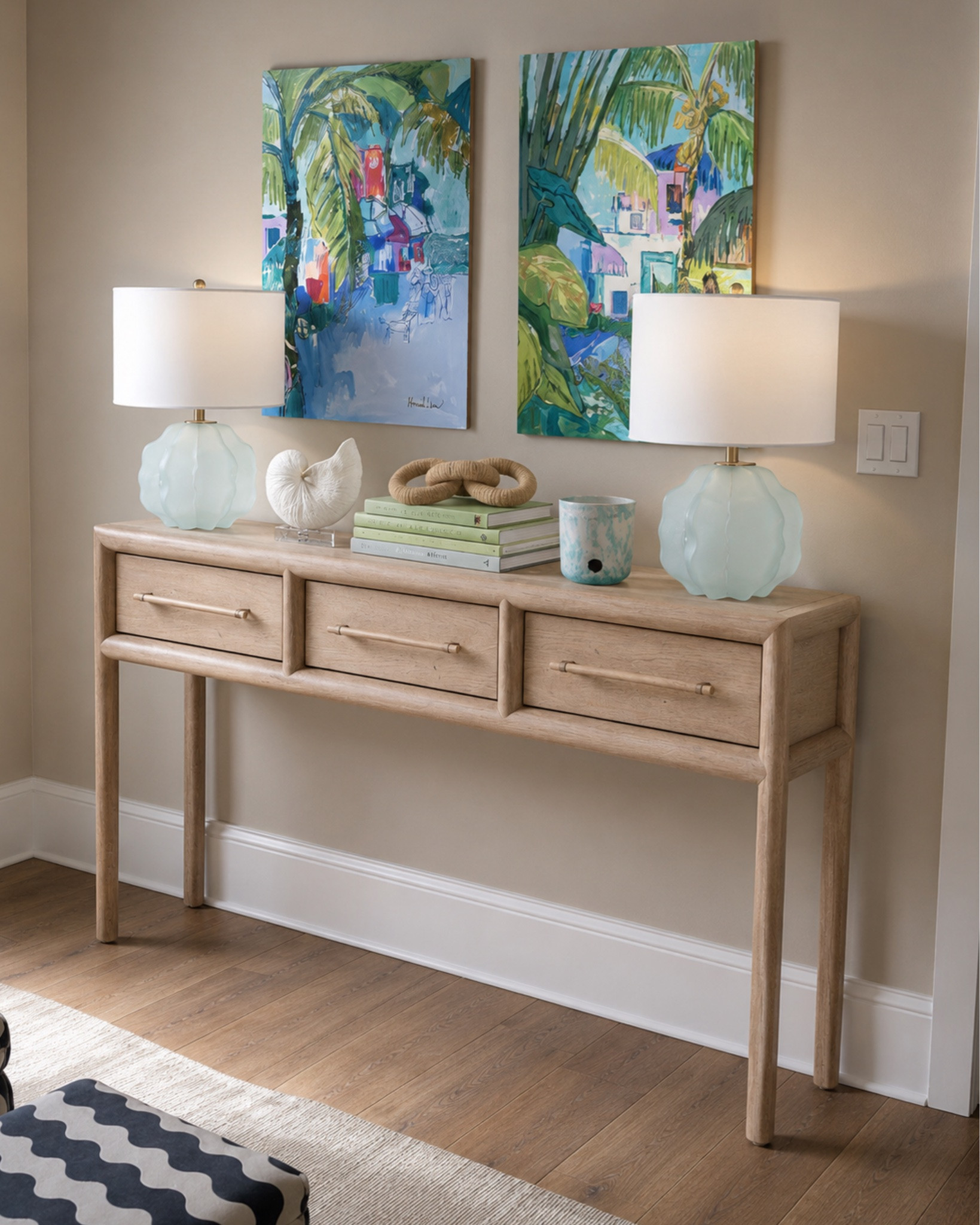 Another coastal bedroom console styling! This is for a guest room with a large closet so no dresser needed & used this space to add some personality & tropical colors!

#LTKdayinmylife #LTKHome #LTKSaleAlert
