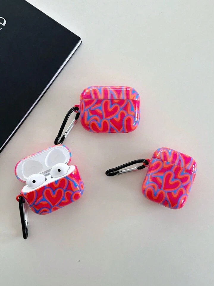 Valentines 1pc Unique Fuchsia Heart & Gourd Design Anti-Drop Earphone Case Compatible With AirPod... | SHEIN
