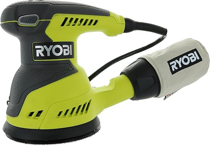 Ryobi RS290G 2.6 Amp 12,500 OPM Single Speed 5 Inch Hook and Loop Corded Random Orbit Sander w/ 3... | Amazon (US)