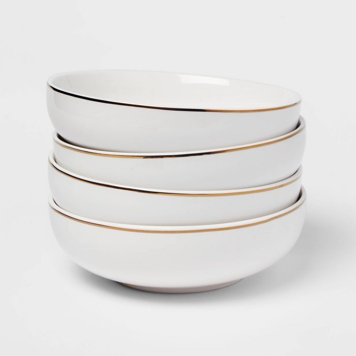 40oz 4pk Stoneware Dinner Bowls Gold - Threshold™ | Target