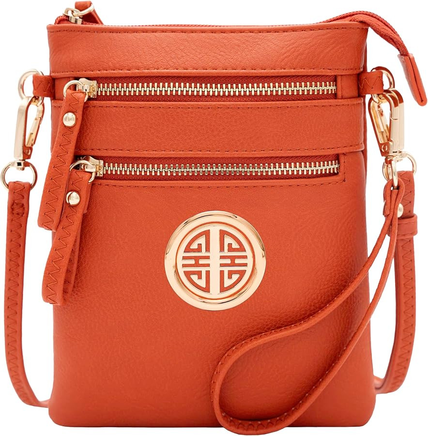 Solene Small Multi Zipper Pockets Crossbody Bag with Detachable Wristlet | Amazon (US)