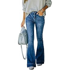 KUNMI Women's Flare Bell Bottom Jeans High Waisted Wide Leg Bootcut Jeans Stretchy Denim Pants | Amazon (US)