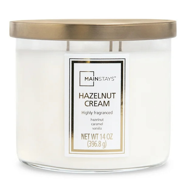 Mainstays 3-Wick Candle, Hazelnut Cream, Clear Jar - 14 oz - Walmart.com | Walmart (US)