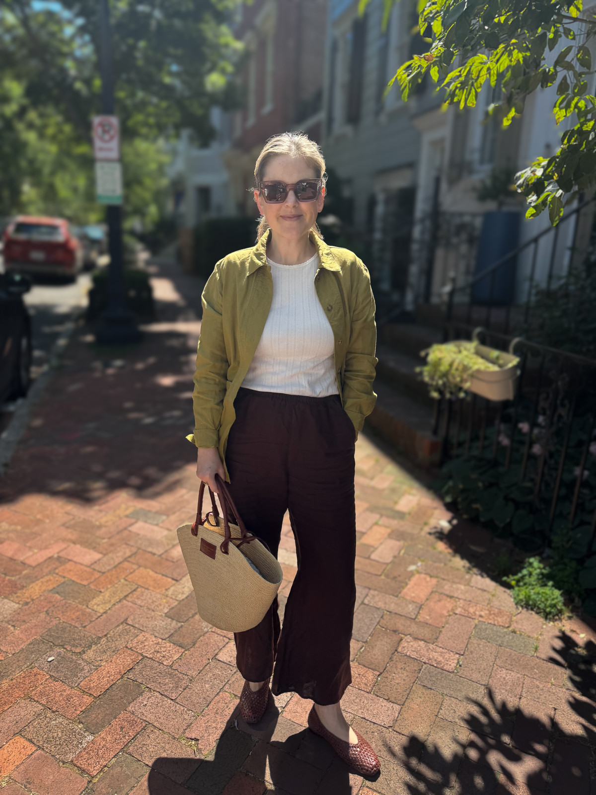 My favorite linen jacket is back in stock. I'm wearing size XS 

 #LTKdayinmylife #LTKootd