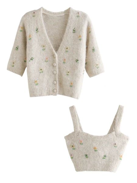 'Nelly' Bead Embroidered Cardigan Set | Goodnight Macaroon