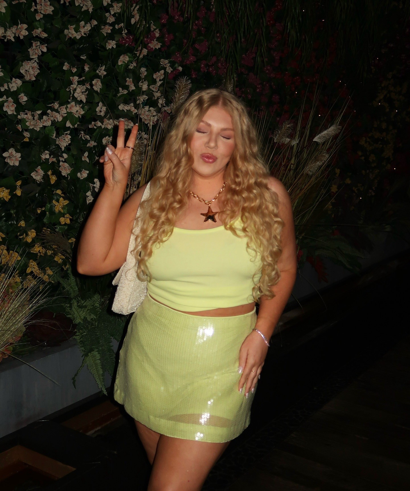 Monochromatic lime for the night 🍋‍🟩✨

My favorite green sequin skort (yes - built in shorts!!) 

#LTKSummerEdit #LTKParties #LTKSeasonal