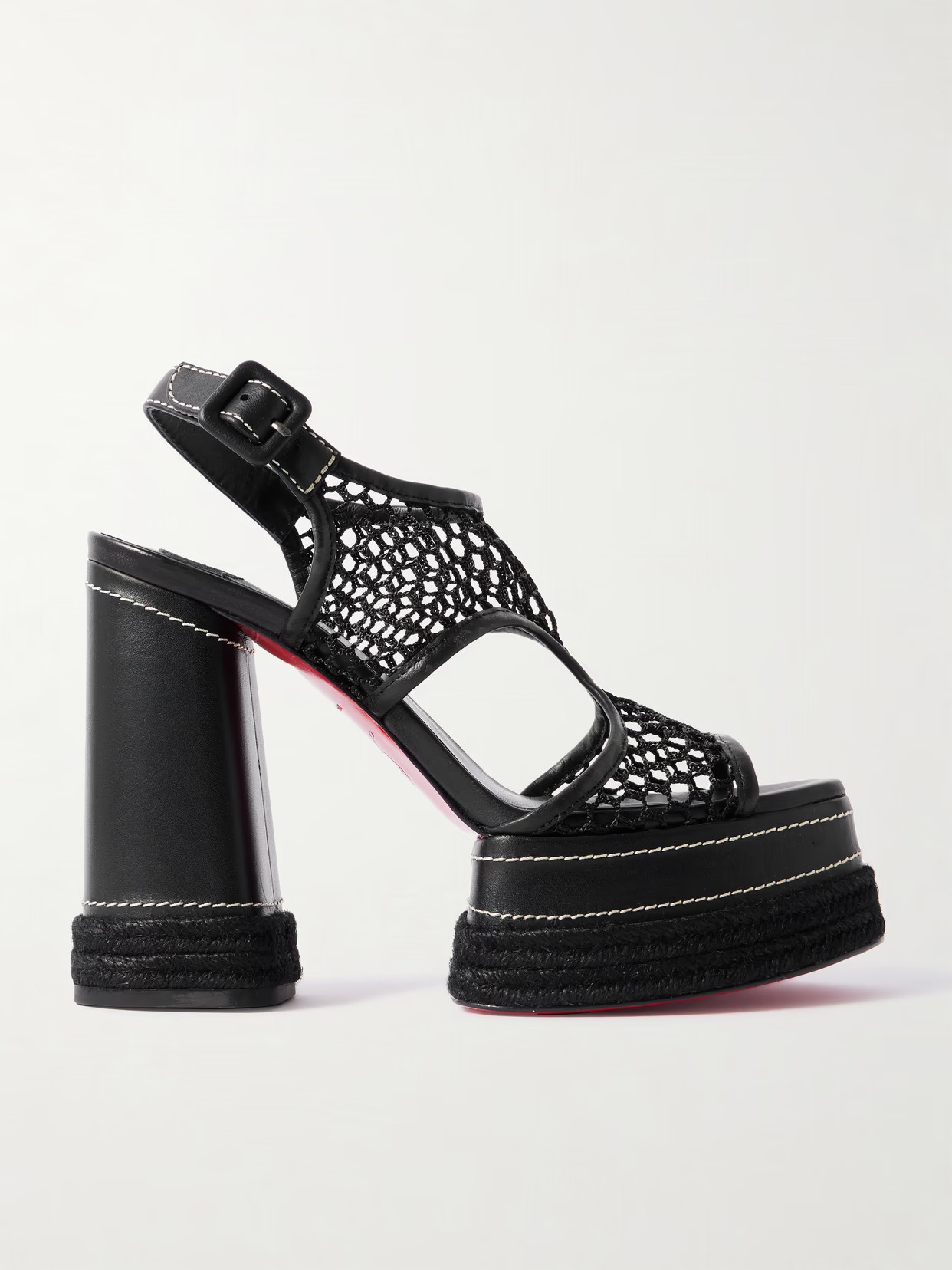 Christian Louboutin - Almeja 130 Mesh And Leather Platform Sandals - Black | NET-A-PORTER (US)