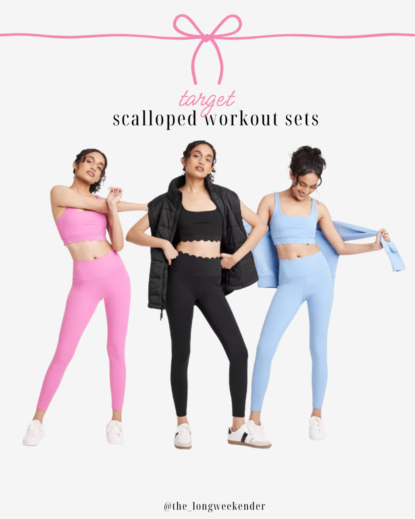 Target Scalloped Workout sets! They are so cute and come in 3 color options! 

Target workout sets, workout set, two piece set, leggings 

#LTKFindsUnder50 #LTKActive #LTKFitness