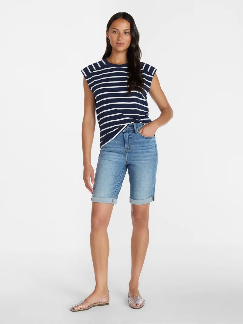 Time and Tru Women's Muscle Tank Top with Piped Trim, Sizes XS-XXXL | Walmart (US)