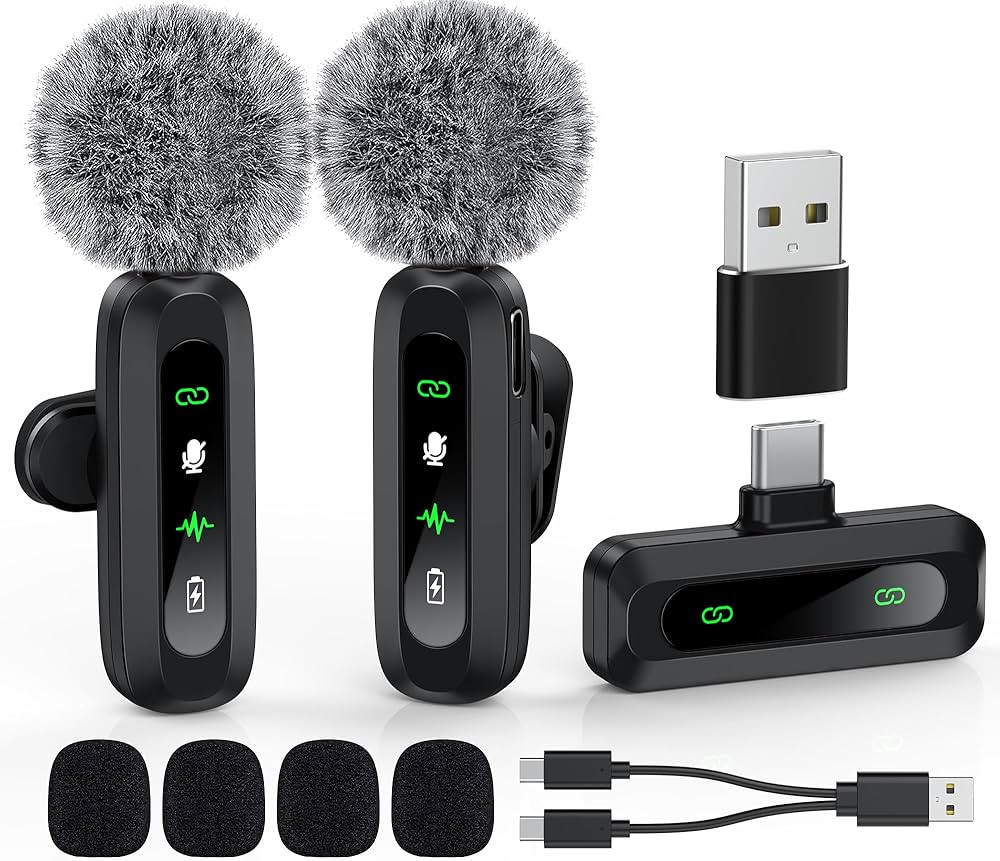 USB C Lavalier Microphone Wireless Mini Mic for Type-C Android Phone/Tablet/PC Video Recording Cl... | Amazon (US)