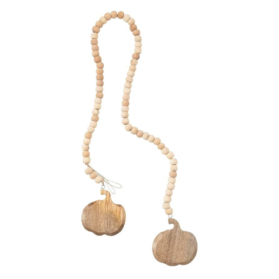 Creative Co-Op Mango Wood Bead Garland with Pumpkin | Amazon (US)
