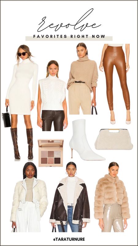 Revolve - revolve winter and spring - white sweater dress from revolve - white ankle boots - fur and leather jackets - neutral clutch - leather leggings

#LTKSeasonal #LTKstyletip