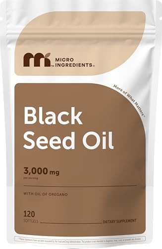 Micro Ingredients Black Seed Oil 3,000mg, 120 Softgels | 2-in-1 Formula with Oil of Oregano, Carvacrol & Thymoquinone | Plant Based, Non-GMO | Amazon (US)