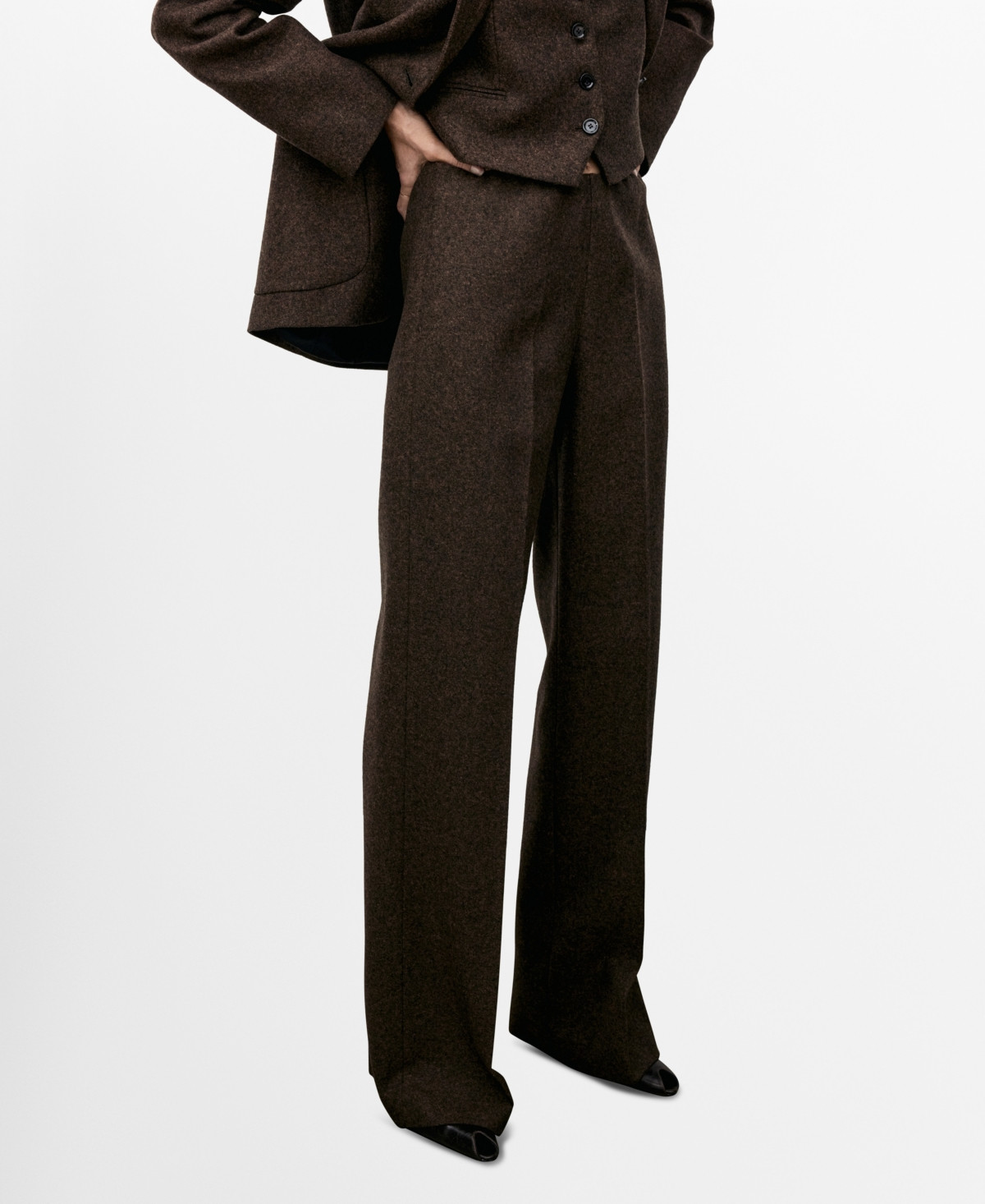 Mango Women's Speckled Wool Trousers - Brown | Macy's