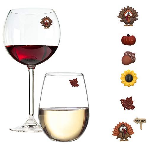 Thanksgiving and Fall Wine Glass Magnet Charms - Magnetic Holiday Drink Markers for Champagne Flu... | Amazon (US)