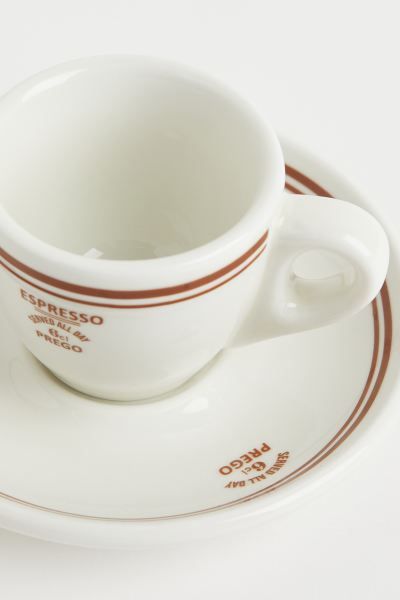 Espresso Cup and Saucer - White/brown - Home All | H&M US | H&M (US)