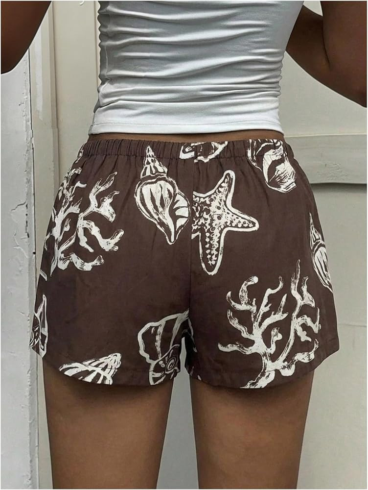 MakeMeChic Women's Boho Starfish Shorts Drawstring High Waisted Beach Vacation Shorts | Amazon (US)