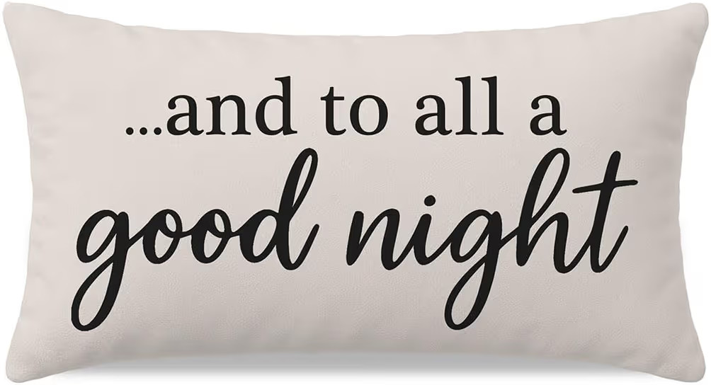 Rustic Christmas Pillow Cover 12x20 Warm Cream Lumbar Cushion Case and to All a Good Night Farmho... | Amazon (US)