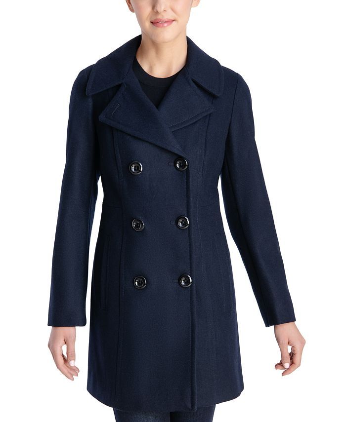 Anne Klein Women's Double-Breasted Peacoat, Created for Macy's & Reviews - Coats & Jackets - Wome... | Macys (US)