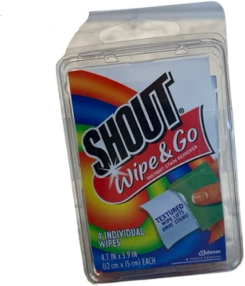 Shout Wipes, Wipe and Go Instant Stain Remover, Laundry Stain and Spot Remover for On-the-Go, 4 W... | Amazon (US)