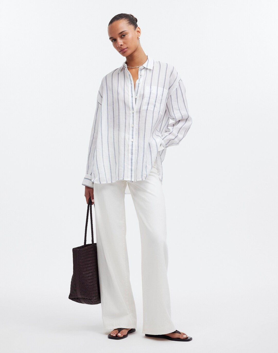 The Oversized Shirt in Stripe Ramie | Madewell