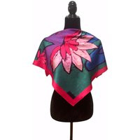 Water Lily Art Scarf, Satin Square Silk Neckerchief, Hot Pink Scarf 27.5x 27.5 Inches/70x70 cm | Etsy (US)