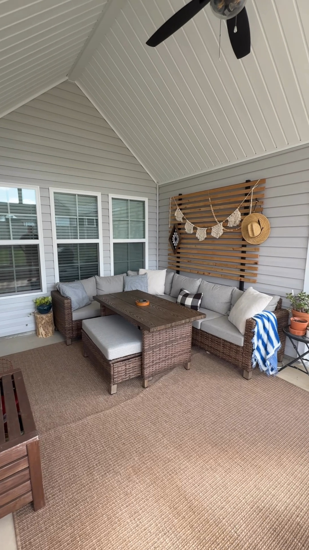 Perfect outdoor space with outdoor sectional, amazing outdoor rug, and planter 

#LTKHome #LTKActive #LTKdayinmylife