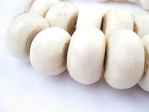 Amazon.com: White Bone Beads - Full Strand of Fair Trade African Beads - The Bead Chest (Large, W... | Amazon (US)