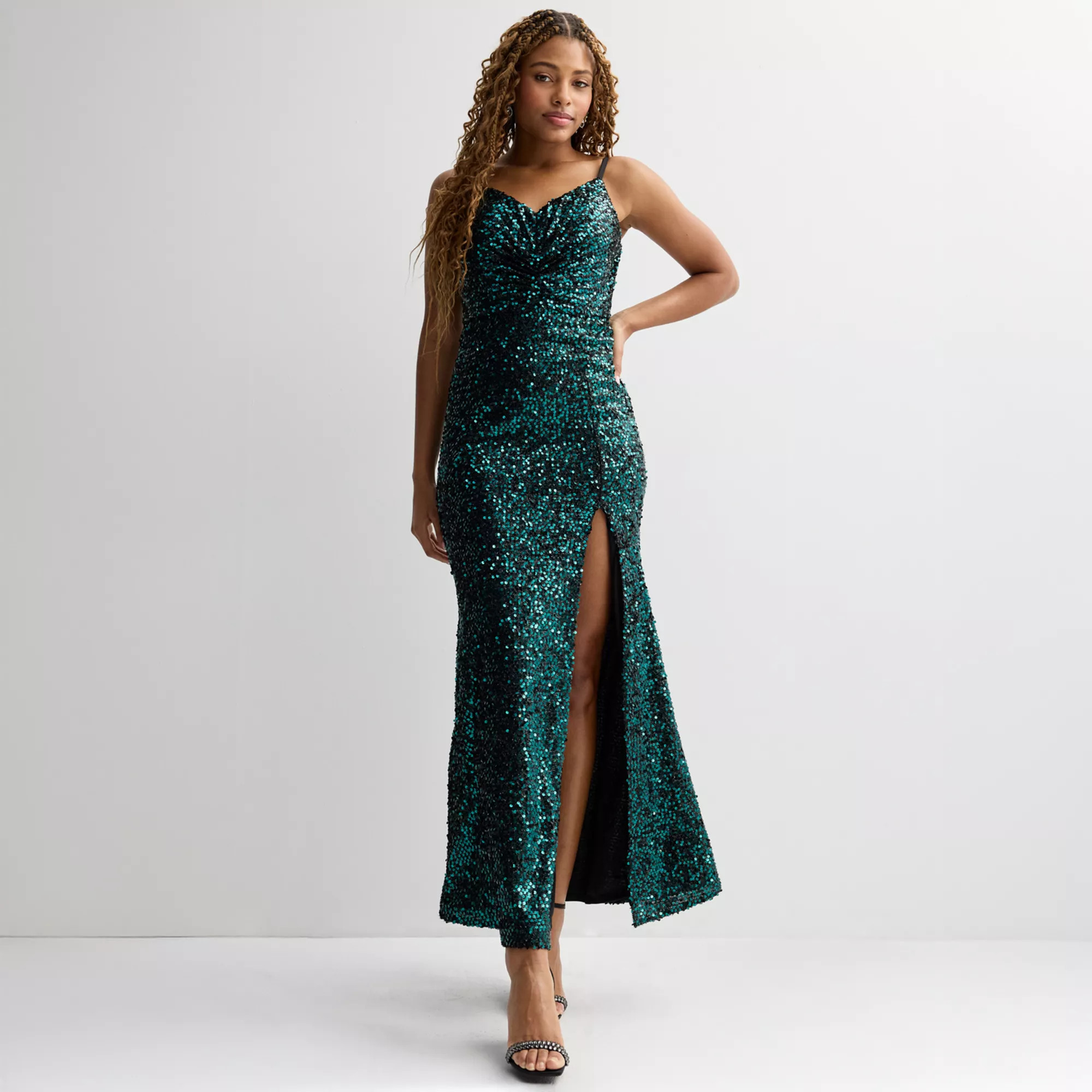 Juniors' Violet Weekend Sequin Side Slit Gown | Kohl's