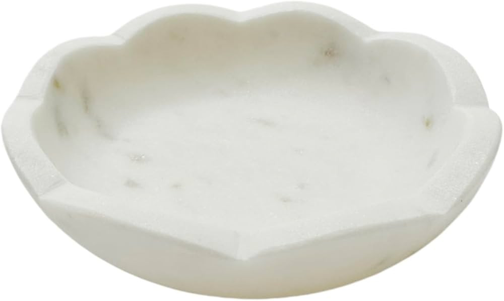 Scalloped White Marble Bowl - Handcrafted - Decorative Bijou Bowl - Jewelry Dish - Jewelry Holder... | Amazon (US)