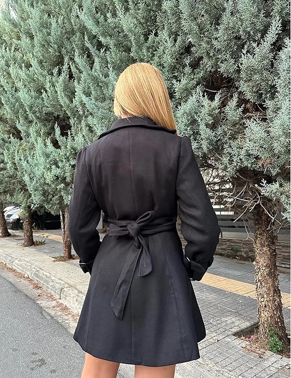 Zeagoo Women's Fashion Faux Fur Lapel Double-Breasted Thick Wool Trench Coat Winter Warm Jacket S... | Amazon (US)