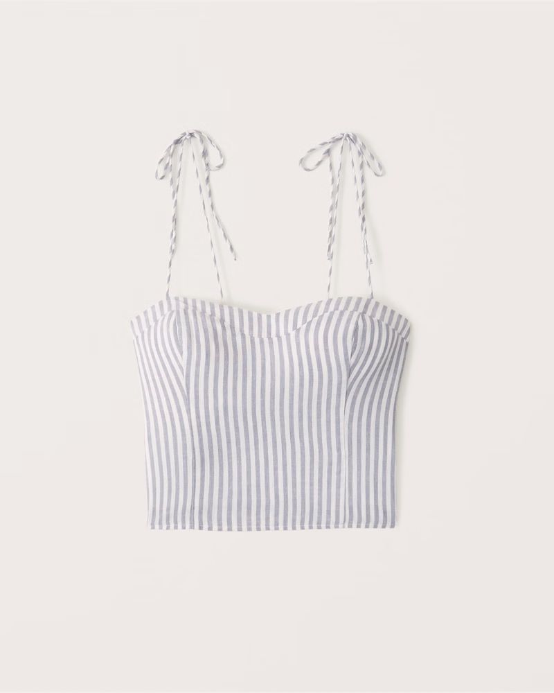 Sweetheart Tie-Strap Linen Cami | Abercrombie & Fitch (US)