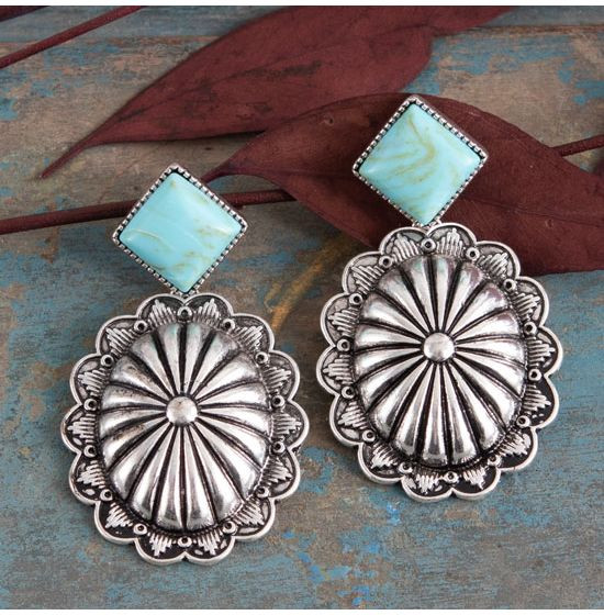 Silver Turquoise Dangle Earring | Rod's Western Palace/ Country Grace