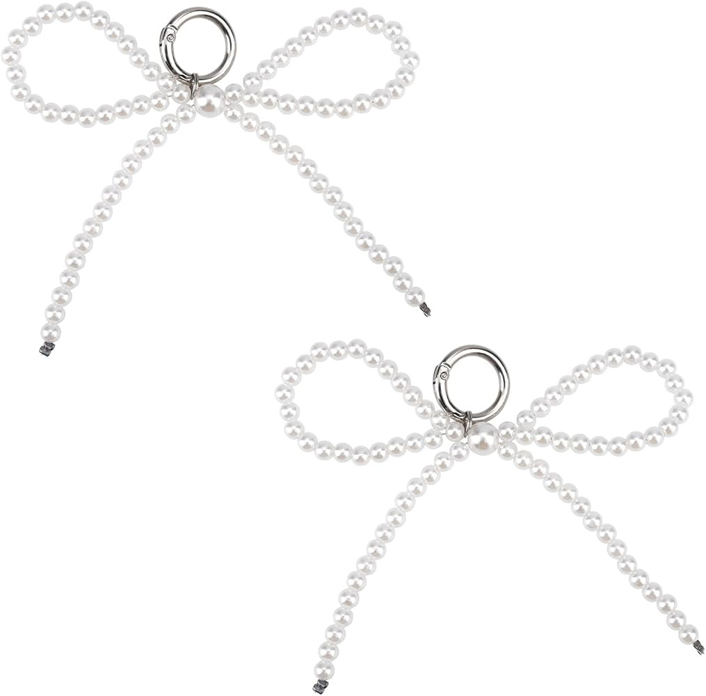 PEUTIER 2pcs Pearl Bow Keychain, Coquette Bowknot Keyring with Delicate Alloy Button Bag Charm Pe... | Amazon (CA)