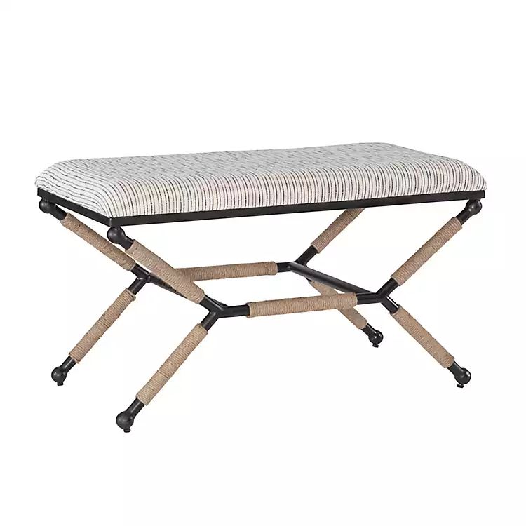 Eclectic Black and White Striped X Frame Bench | Kirkland's Home