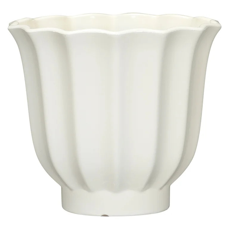 Mainstays Lillian 10" x 10" x 9" Round Vanilla Dream 100% Recycled Resin Planter | Walmart (US)