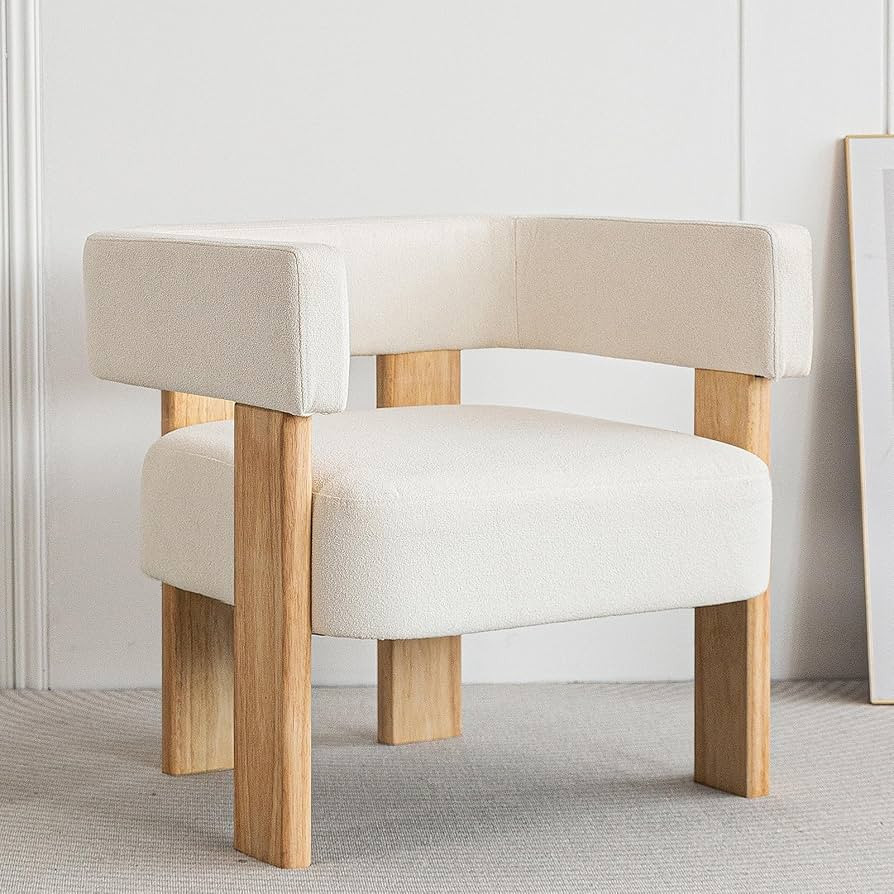 MAXYOYO Upholstered Accent Chair, Boucle Living Room Chair Comfy Arm Chair with Wood Legs, Readin... | Amazon (US)