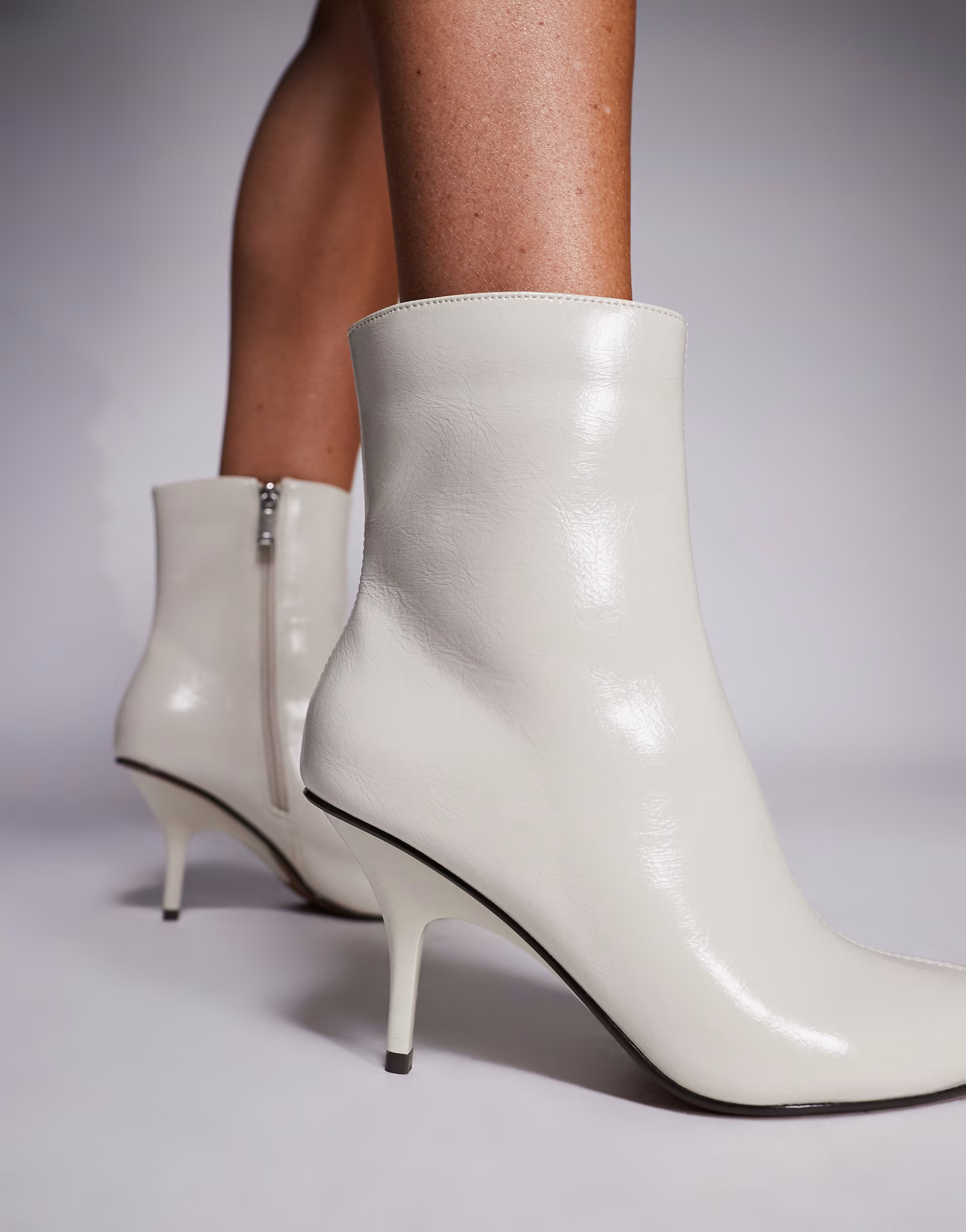 River Island pointed toe heeled ankle boots in white | ASOS | ASOS (Global)