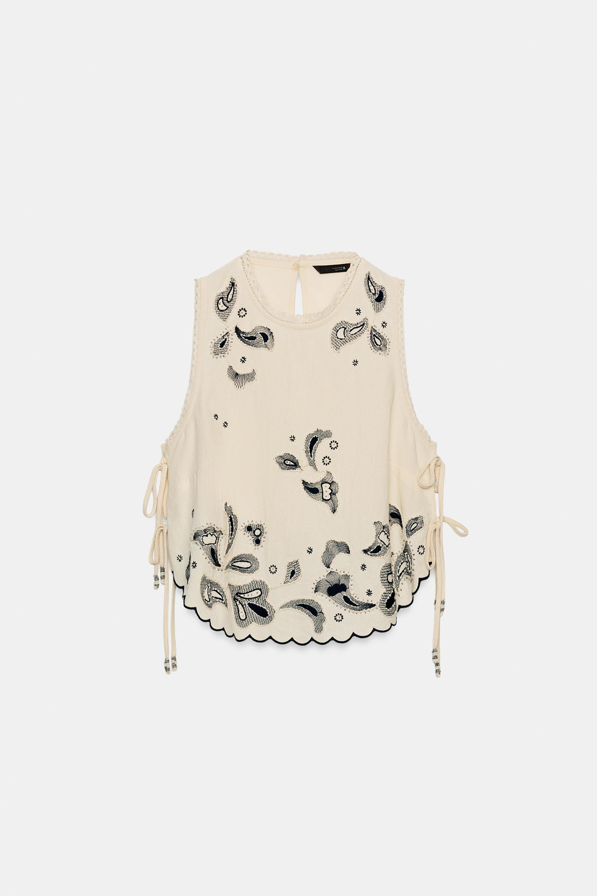 EMBROIDERED BEADED TOP | Zara US
