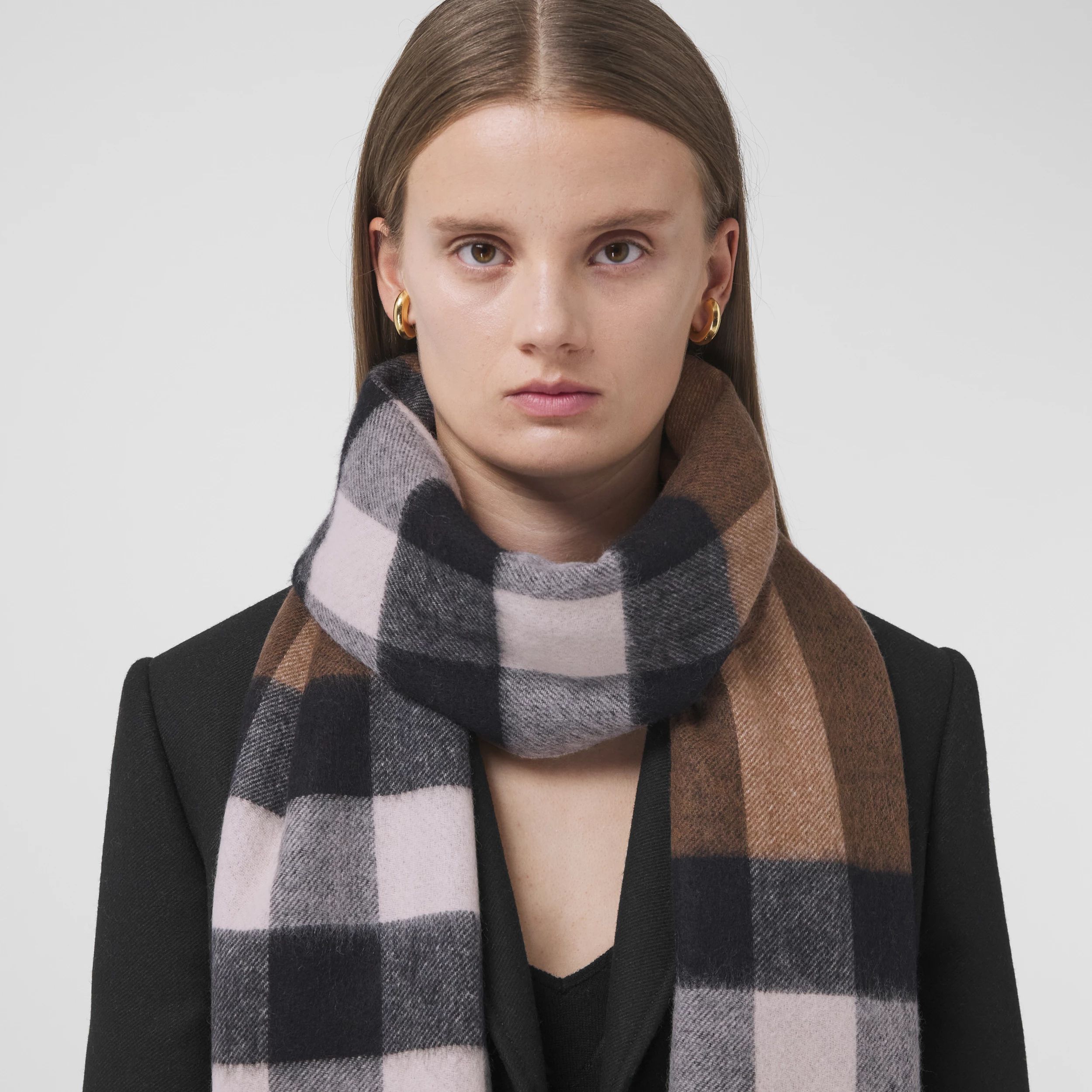 Reversible Check and Monogram Cashmere Scarf in Birch Brown | Burberry United States | Burberry (US)