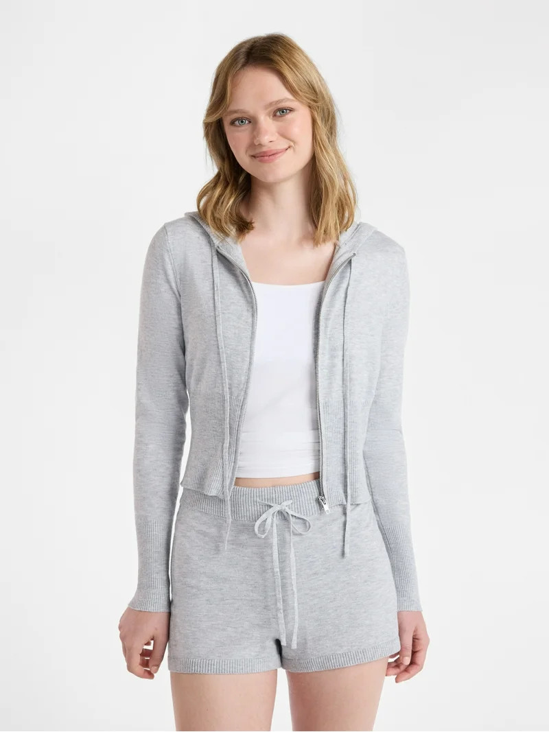 No Boundaries Sweater Hoodie and Shorts Set, 2-Piece, Women’s | Walmart (US)