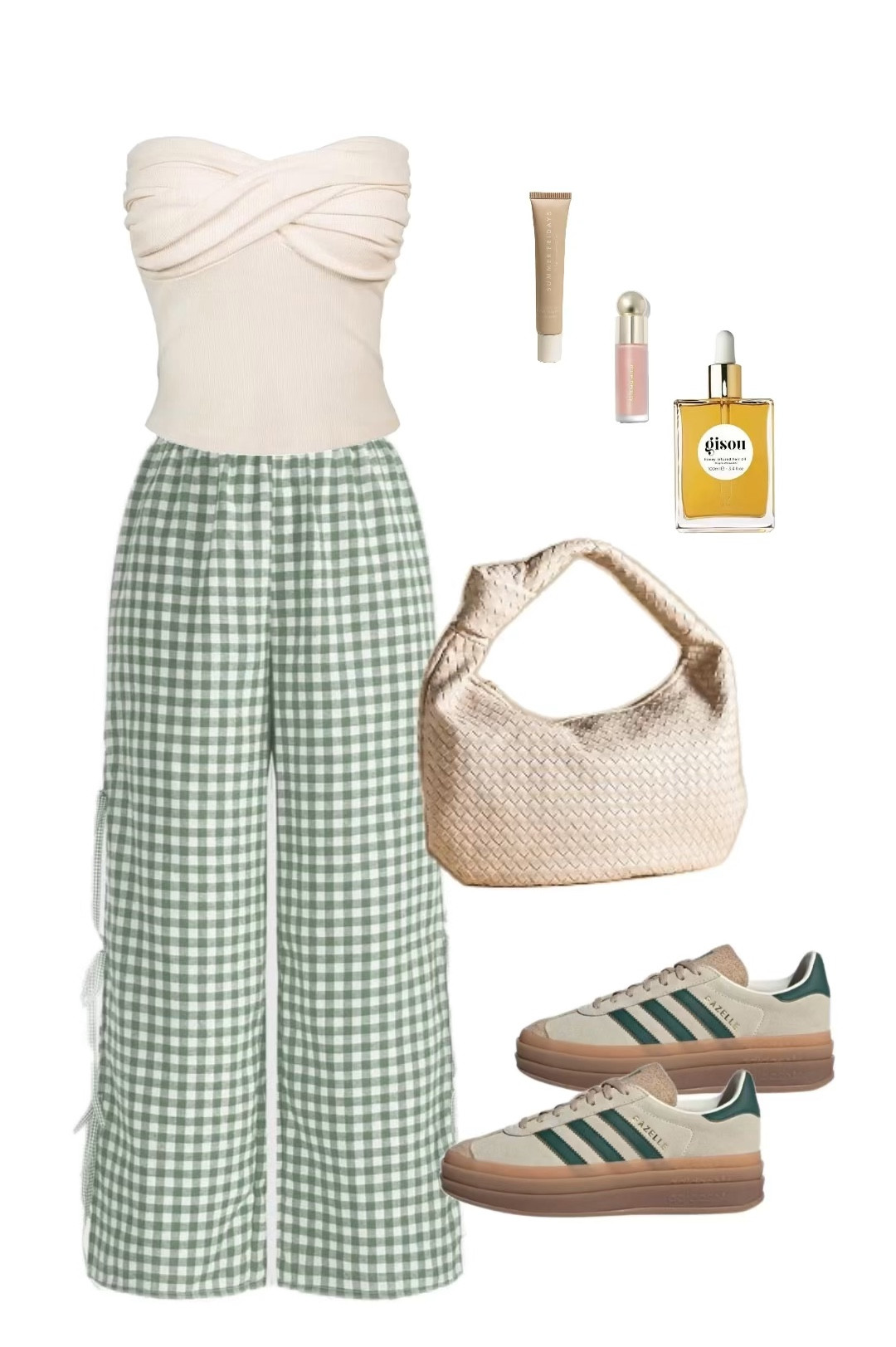 Neutrals Outfit, Business Casual, Spring Outfit, Summer Fashion, Modest Outfits, Modest Fashion, Vacation Outfit, 2024 Outfit Inspo, aesthetic outfit, Coquette Aesthetic, Soft Feminine outfit, Summer Outfit, Vacation Outfit, Plaid Pants, Gingham Pants, Adidas Gazelle Bold

#LTKStyleTip #LTKMidsize #LTKSummerSales