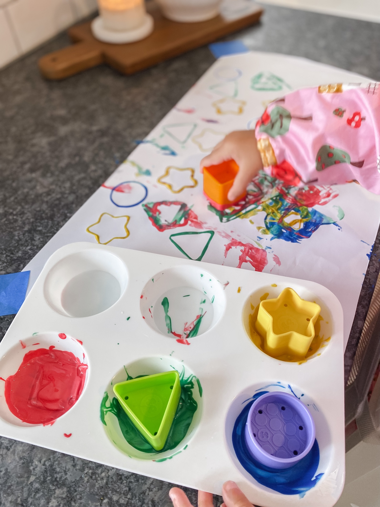 Mo had a blast with this shape stamping activity and I just love watching her have so much fun while learning 😍👏🏼 

All you need is roll paper from Melissa and Doug, a paint palette or paper plates, my favorite Colorations washable paint, and these Fisher Price shape toys! 

#LTKkids #LTKfamily #LTKbaby
