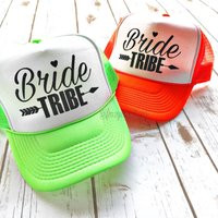 Bridesmaid Trucker Hats | Bachelorette Party Bride Tribe Trucker Hat Neon Beach | Etsy (US)