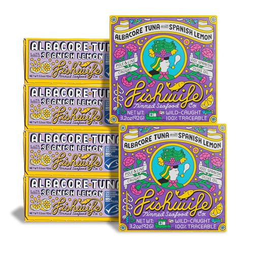 Fishwife Lemon Tuna 6-Pack (3.2 Ounce) | MSC-Certified Sustainable Seafood, High Protein, Gluten Free, Omega-3s | Handpacked in BPA-Free Tins with Spanish Olive Oil and Fresh Lemon Juice | Amazon (US)