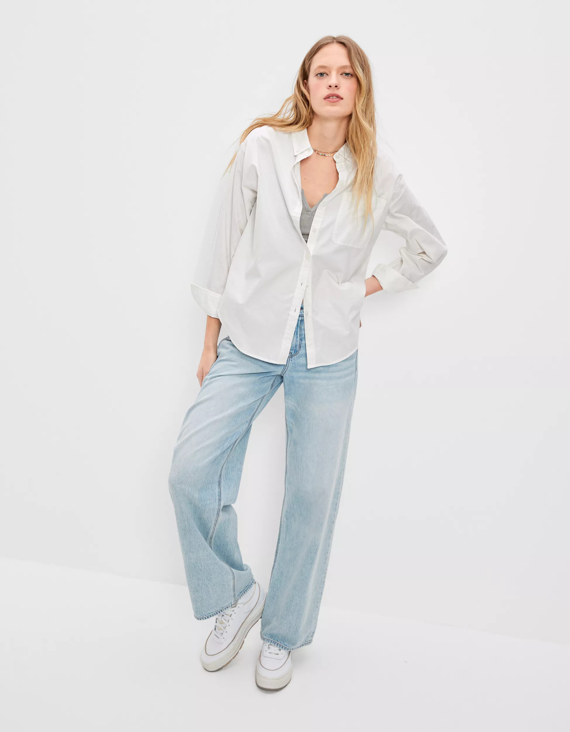 AE Oversized Oxford Button-Up Shirt | American Eagle Outfitters (US & CA)