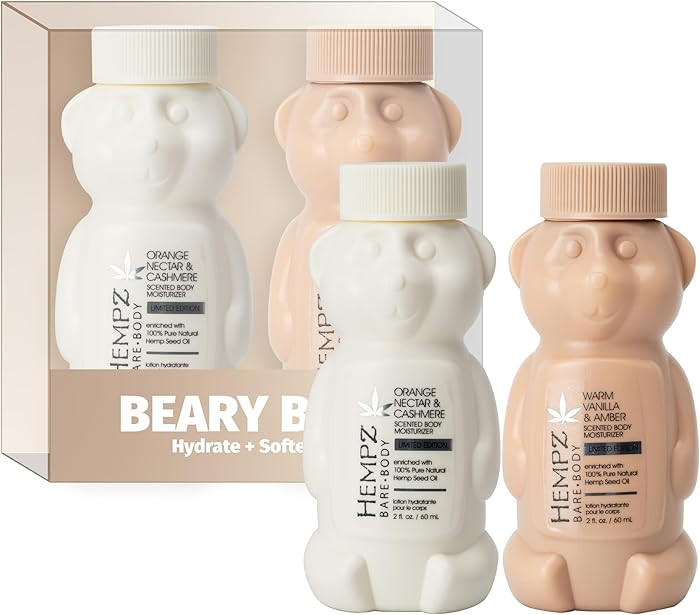 Hempz Beary Bliss, Mini Bear Lotion 2-Pack, Travel Friendly Holiday Moisturizers, 2 oz | Amazon (US)