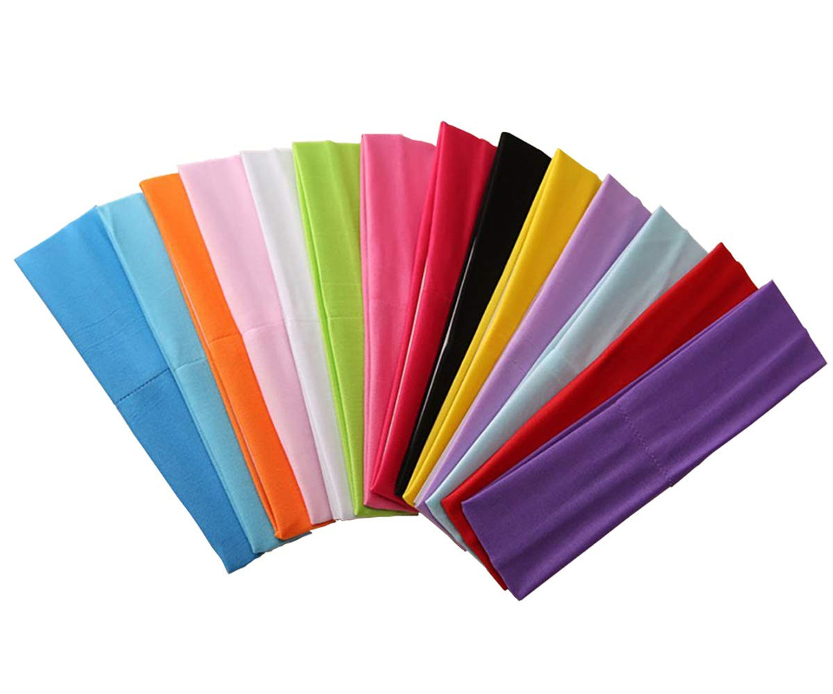 14pcs Mixed Colors Yoga Sports Headbands for Women - Soft Elastic Stretch Girls Athletic Headband... | Amazon (US)