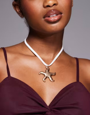 South Beach starfish pendant cord necklace in gold | ASOS (Global)