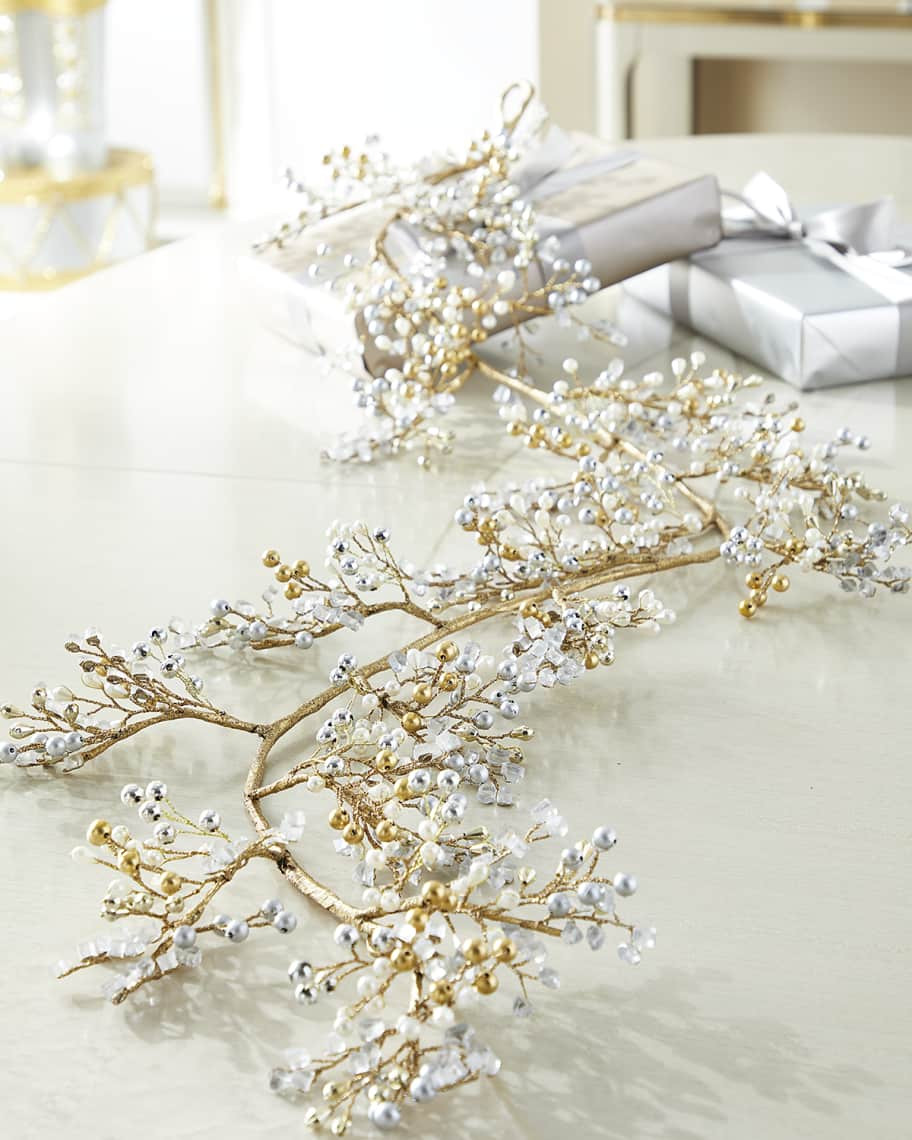 Neiman Marcus Silver & Gold Christmas Garland, 5' | Neiman Marcus